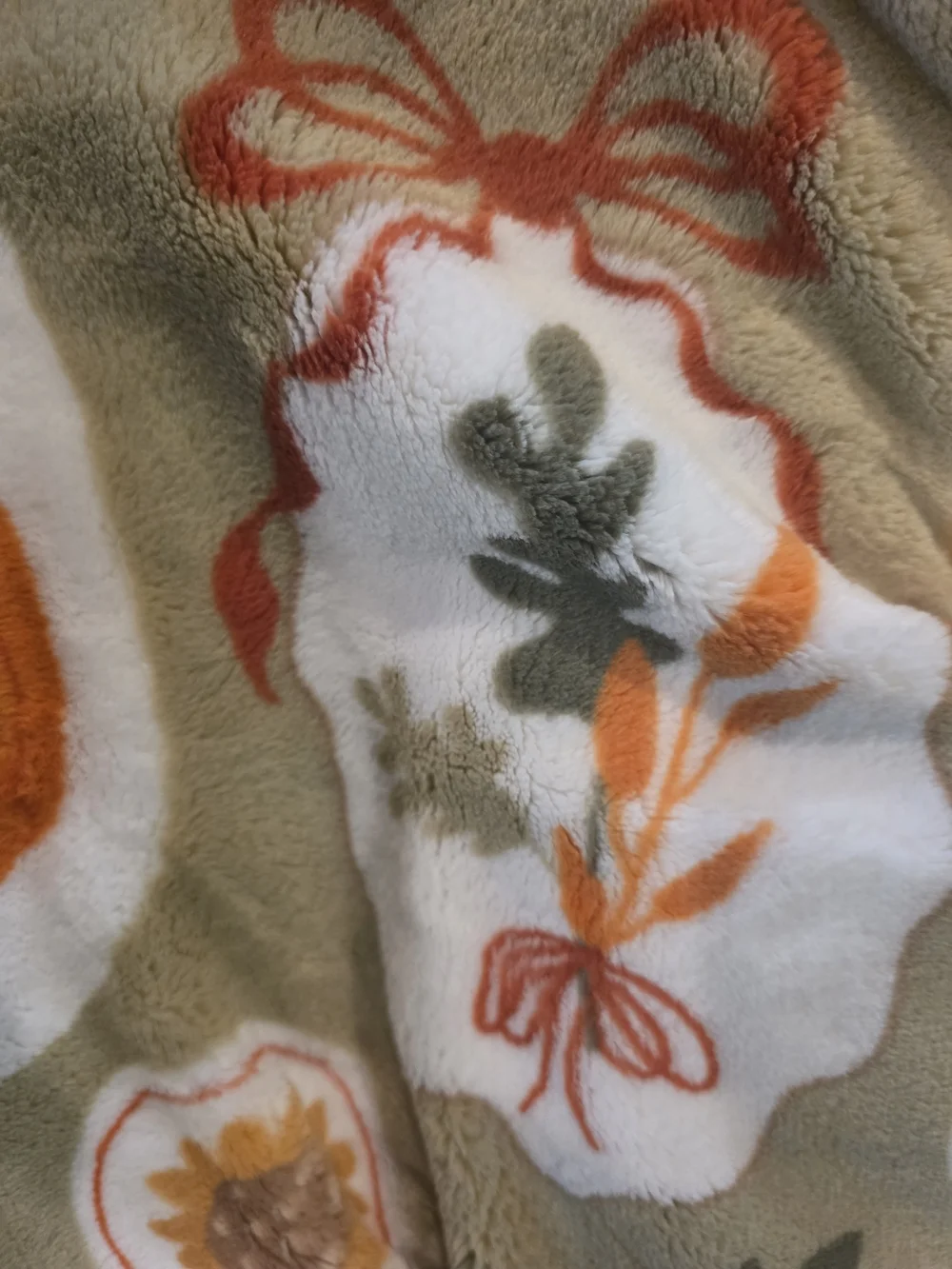 Willow Harvest Pumpkin Plush Throw Blanket - Olive, Orange & Cream-NWT